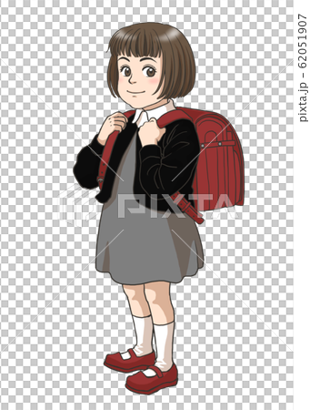 A girl in a school bag - Stock Illustration [65318096] - PIXTA