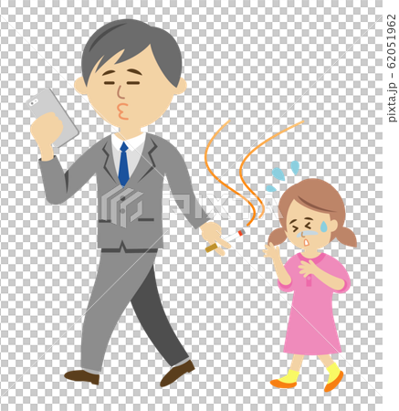 危ない歩きタバコのイラストイメージ 62051962