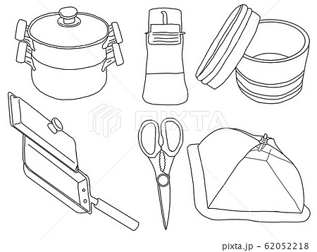 調理器具 モノクロ のイラスト素材