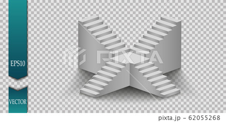 White stairs, 3d staircases. Set, Isolated on transparent background 62055268