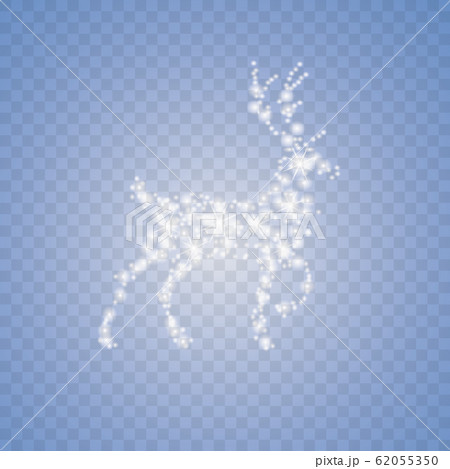 White dust star traces of sparkling particles in the form of a deer isolated on a transparent background. Magic concept. Christmas. New Year. 62055350