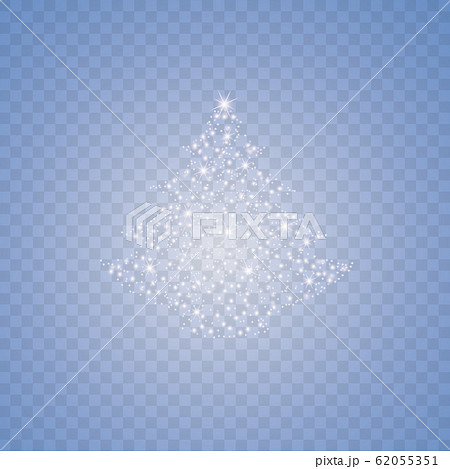 White dust star traces of sparkling particles in the form of a Christmas tree isolated on a transparent background. Magic concept. Christmas. New Year. 62055351
