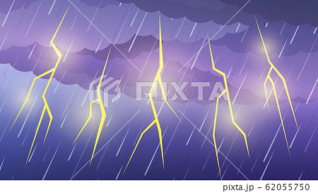 雷の背景イラスト 16 9のイラスト素材