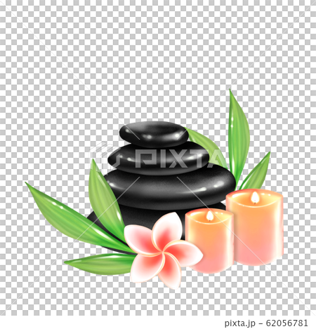 Plumeria Flowers And Black Zen Stones Stock Illustration