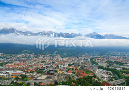 Innsbruck aerial view with alps in background 62056815