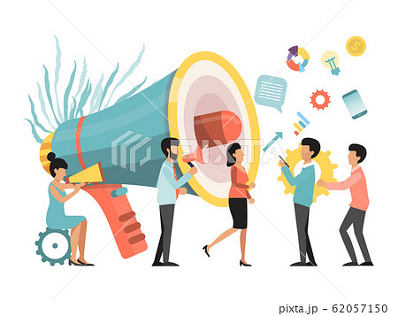 People With Megaphone Making Announcement のイラスト素材