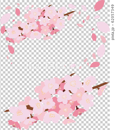 イラスト素材 桜 さくら サクラ 花門 花吹雪 花びら 舞い散る 木 ベクターのイラスト素材