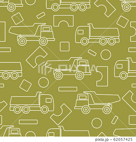 Vector seamless pattern kid toys Dump truck blocksのイラスト素材 [62057425 ...