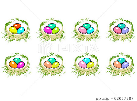 Colorful Easter Eggs In The Nest. 62057587