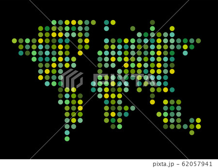 Abstract computer graphic World map of round dots 62057941