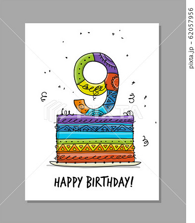 9th anniversary celebration. Greeting card 62057956