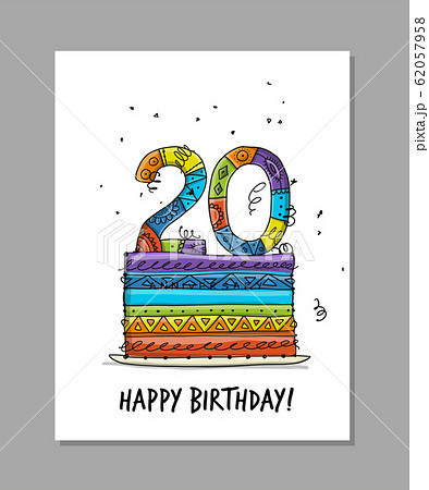 20th anniversary celebration. Greeting card 20th anniversary celebration. Greeting card 62057958