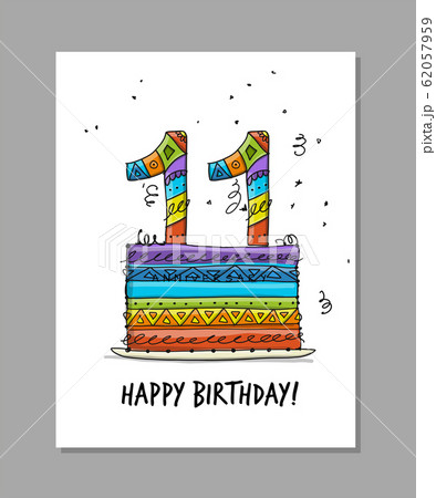 11th anniversary celebration. Greeting card 11th anniversary celebration. Greeting card 62057959