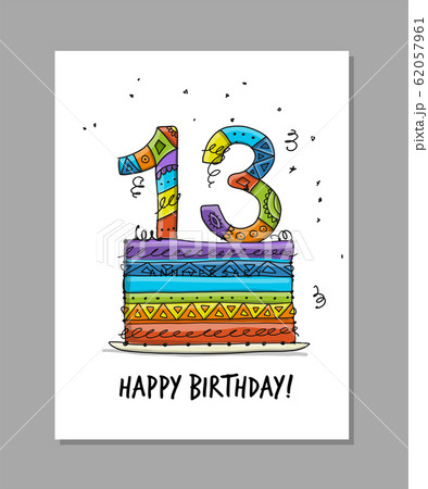 13th anniversary celebration. Greeting card 62057961