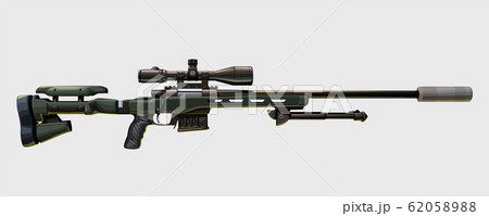 modern sniper rifle on white 62058988