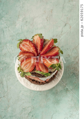 closeup of a delicious cake with strawberry 62059175