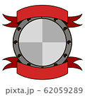 Metallic shield with red ribbons Metallic shield with red ribbons 62059289