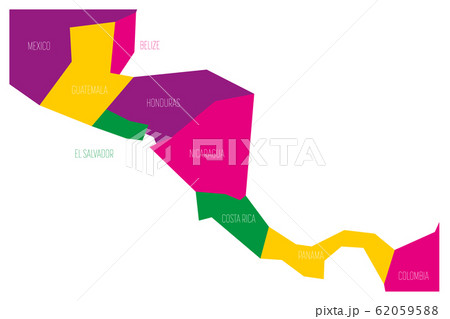 Political map of Central Amercia. Simlified schematic flat vector map in four color scheme Political map of Central Amercia. Simlified schematic flat vector map in four color scheme 62059588