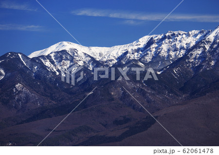 入笠山から 冬の八ヶ岳連峰 硫黄岳と横岳 入笠山から 冬の八ヶ岳連峰 硫黄岳と横岳 62061478