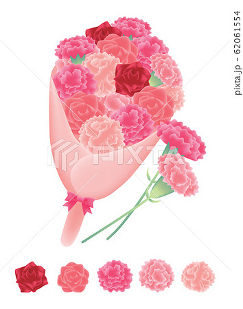 母の日 カーネーション バラ 花束 イラストのイラスト素材