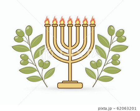 Menorah and olives branch cartoon graphic vector 62063201