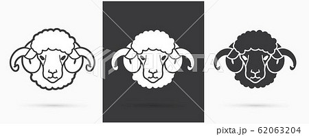 Sheep or lamb with big horn cartoon graphic vector 62063204