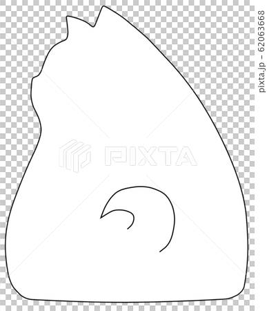 往後看的狗剪影（白色/黑色邊框） 62063668