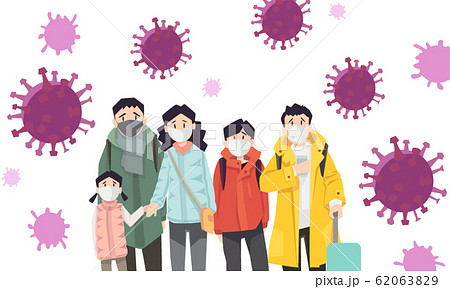 蔓延するウィルスに怯える人々 62063829
