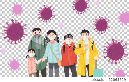 蔓延するウィルスに怯える人々 62063829