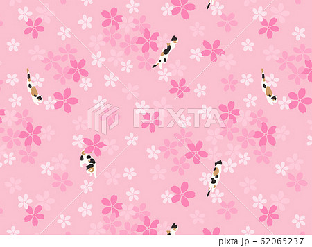 桜 ねこ パターンのイラスト素材