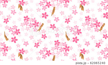 桜 ねこ パターンのイラスト素材