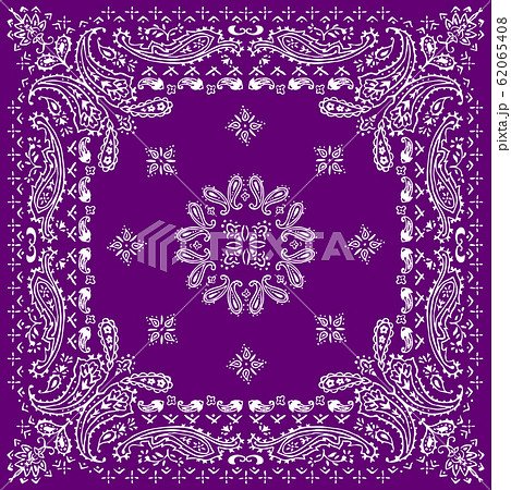 ペイズリー柄 バンダナ スカーフ ベクターイラスト 紫 パープル のイラスト素材