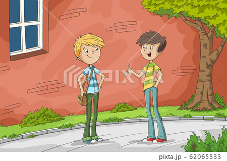 Two Boys Are Talking - Stock Illustration [62065533] - PIXTA