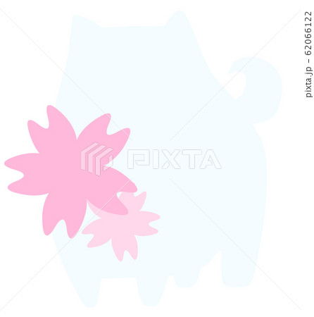 ポメラニアンシルエット桜（白色） 62066122