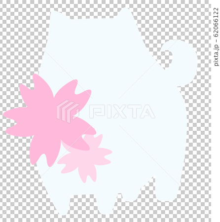 ポメラニアンシルエット桜（白色） 62066122