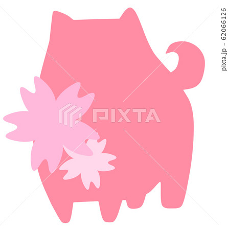 ポメラニアンシルエット桜(桃色) ポメラニアンシルエット桜(桃色) 62066126