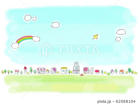 自然風景　住宅　水彩 62068104