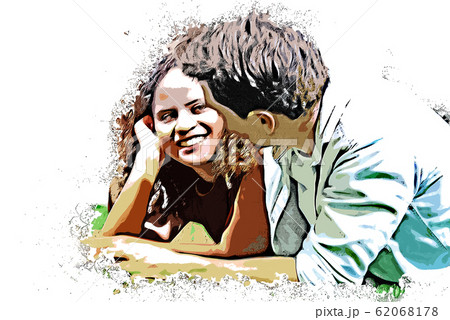 Abstract colorful couple lover business persons on watercolor illustration painting background. 62068178