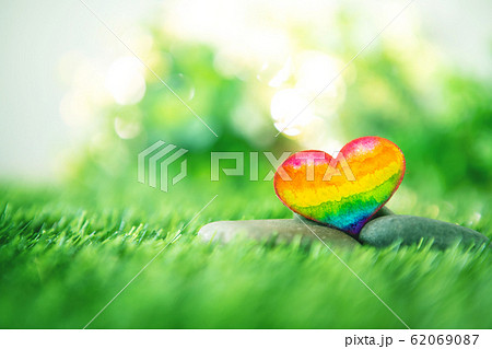 rainbow colorful watercolor of LGBT heart on the rainbow colorful watercolor of LGBT heart on the 62069087