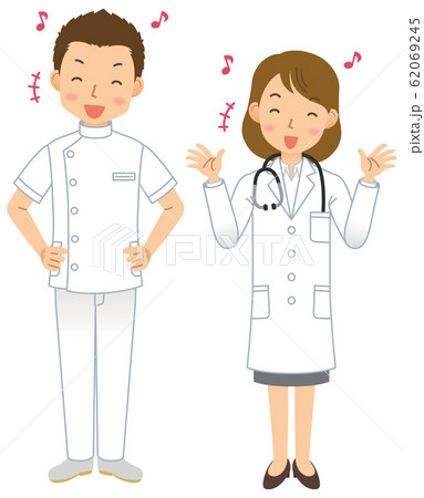 看護師／医師／医者／男性／女性／白衣／全身④ 62069245
