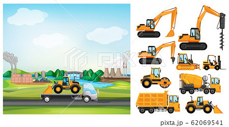 Scene with truck driving along the industrial zone 62069541