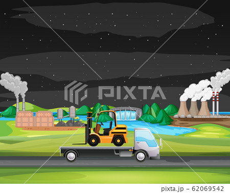 Scene with truck driving along the industrial zone 62069542