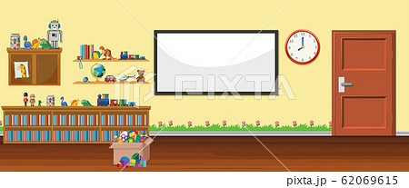 Background scene with whiteboard and toys 62069615