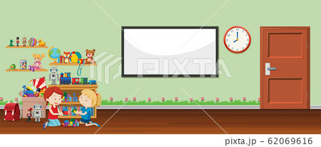 Background scene with whiteboard and toys 62069616