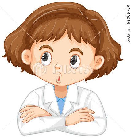 Girl in science gown on white background 62069720