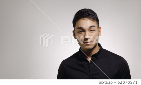 Fashion Asian Man Portrait in Black Clothes 62070571