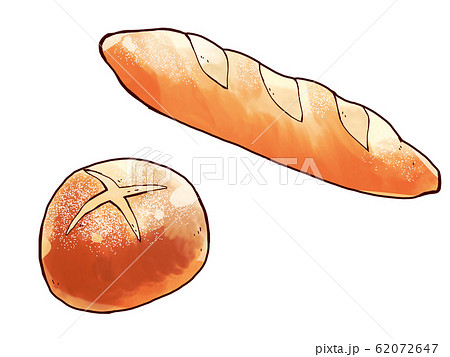 フランスパンとライ麦パンのイラスト素材