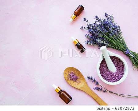 flat lay composition with lavender flowers and flat lay composition with lavender flowers and 62072972