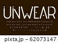 Modern rounded font with dots. Minimalistic typography style alphabet for tech, futuristic and wear logo, poster and print design. Uppercase, lowercase letters, numbers and symbols 62073147