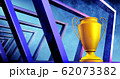 Trophy with smoke on dark blue futuristic stage background for e-sport winner concept,3D rendering. 62073382